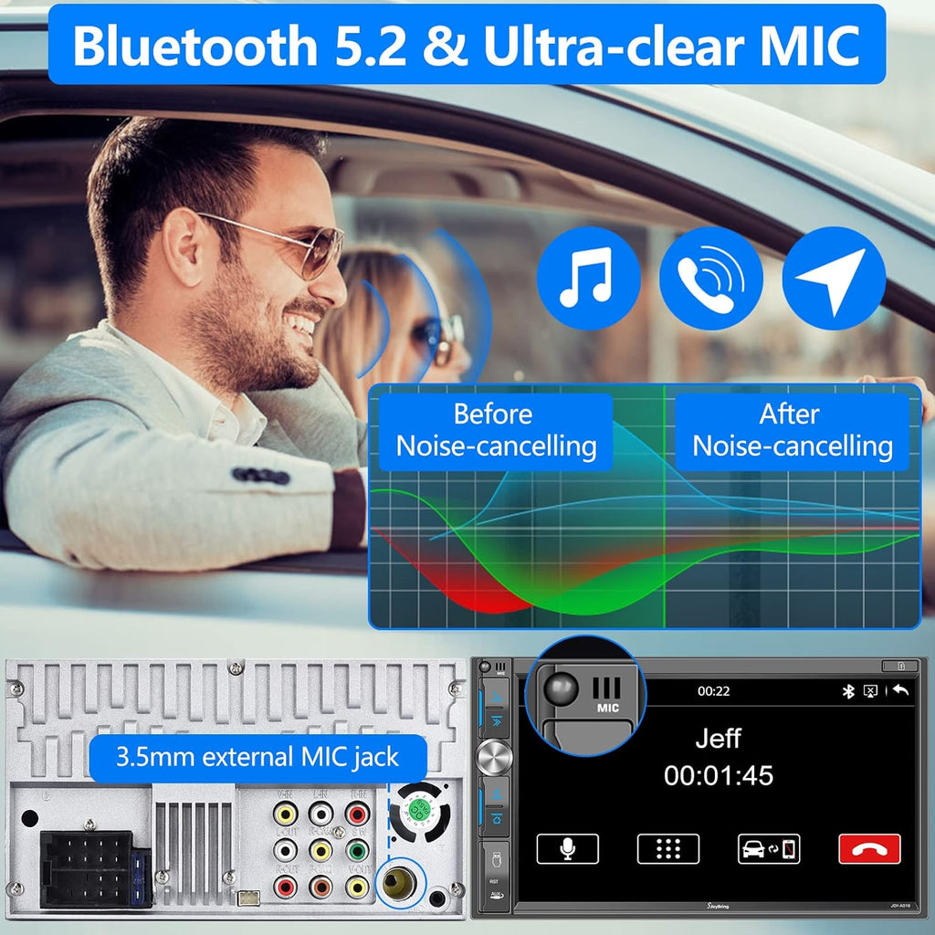 Double Din Car Stereo with 7 HD Touchscreen, Bluetooth 5.2, Backup Camera Y336470