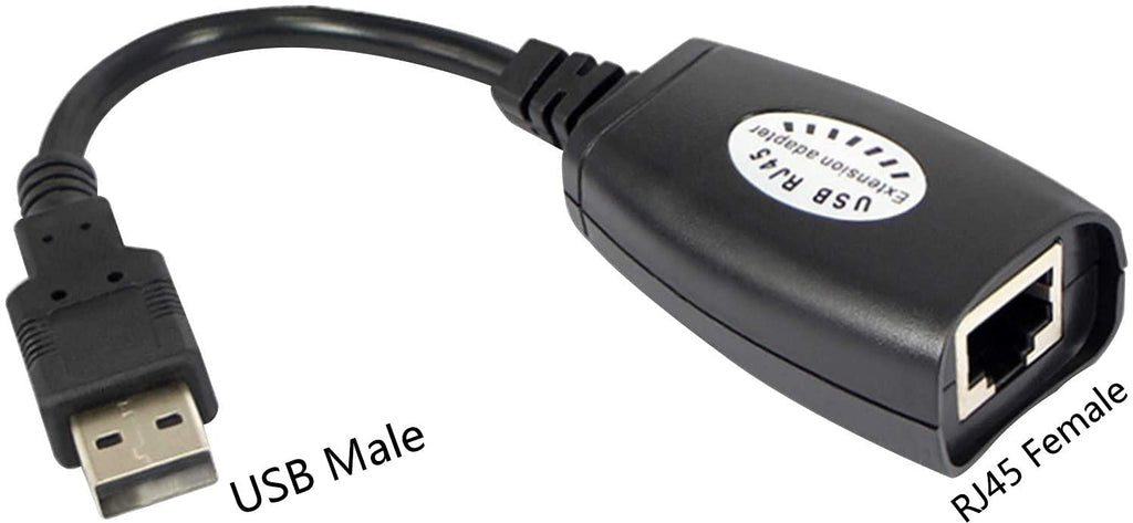 USB to RJ45 Extension Adapter over Cat5/Cat5e/Cat6 Cable up to 150ft Black Pack of 2 F918611