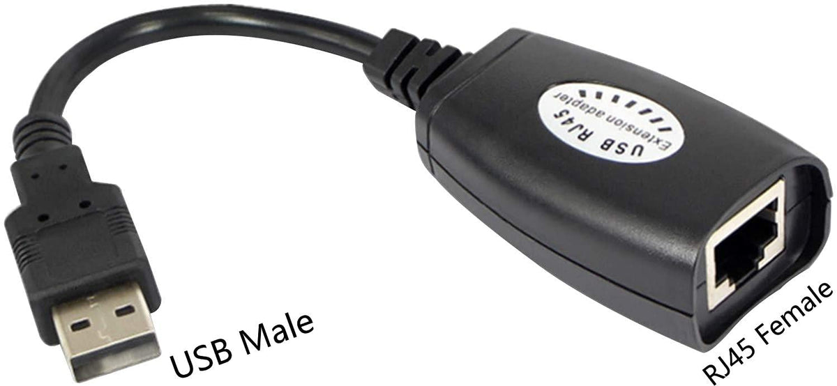 USB to RJ45 Extension Adapter over Cat5/Cat5e/Cat6 Cable up to 150ft Black Pack of 2 F918611