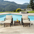 5 Piece Outdoor Wicker Conversation Sofa Set with Cushion and Coffee Table O953