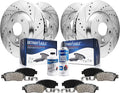 Front and Rear Drilled & Slotted Rotors and Brake Pads 10pc Set Y266
