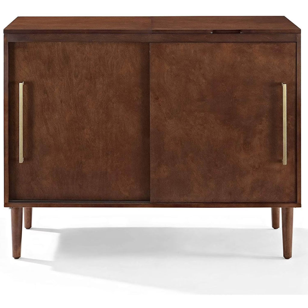 Mahogany/Gold Wood Media Console Table W3095