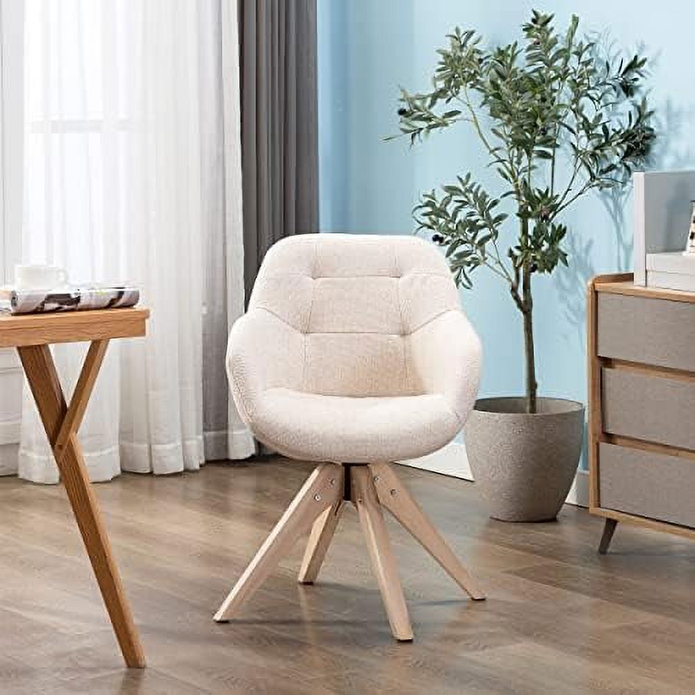 Mid Century Modern Swivel Fabric Accent Chair with Oak Wood Legs J91885