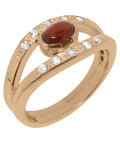 9k Rose Gold Natural Garnet & Diamond Womens Band Ring E25953
