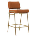 Vegan Leather Counter Stool with Antique Brass X49388