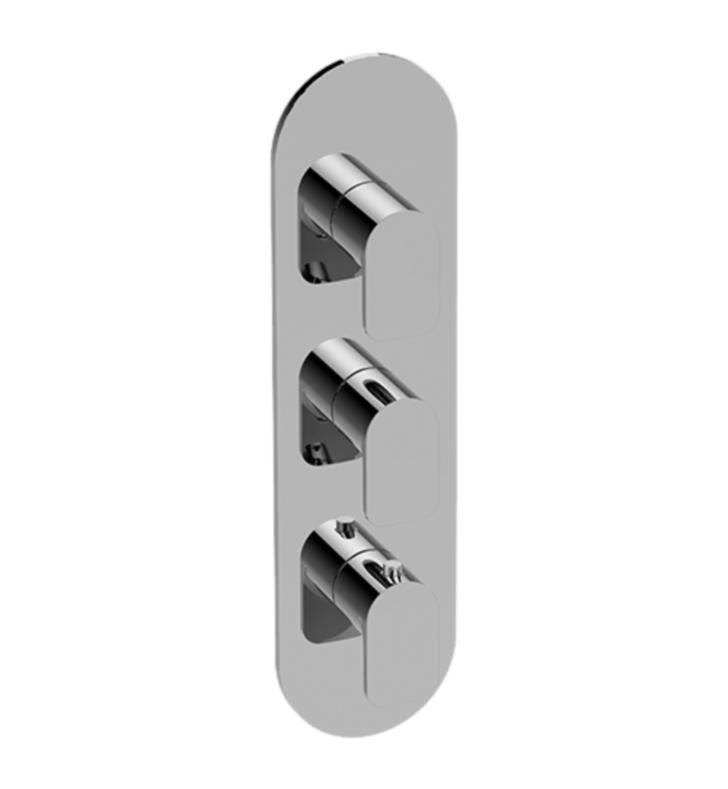 Architectural White Three Hole Thermostatic Valve Round Trim Plate M2618