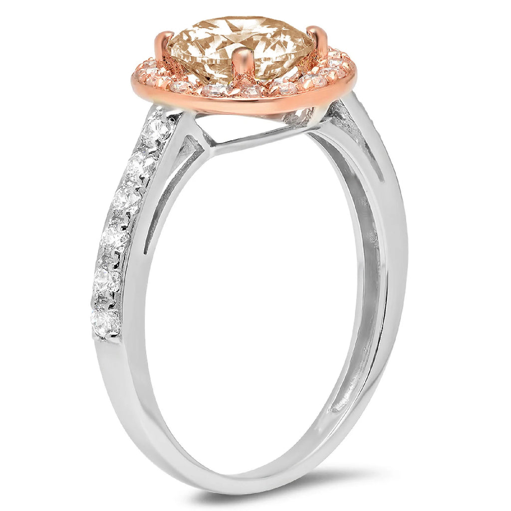 Champagne Simulated Diamond Halo Ring R410167