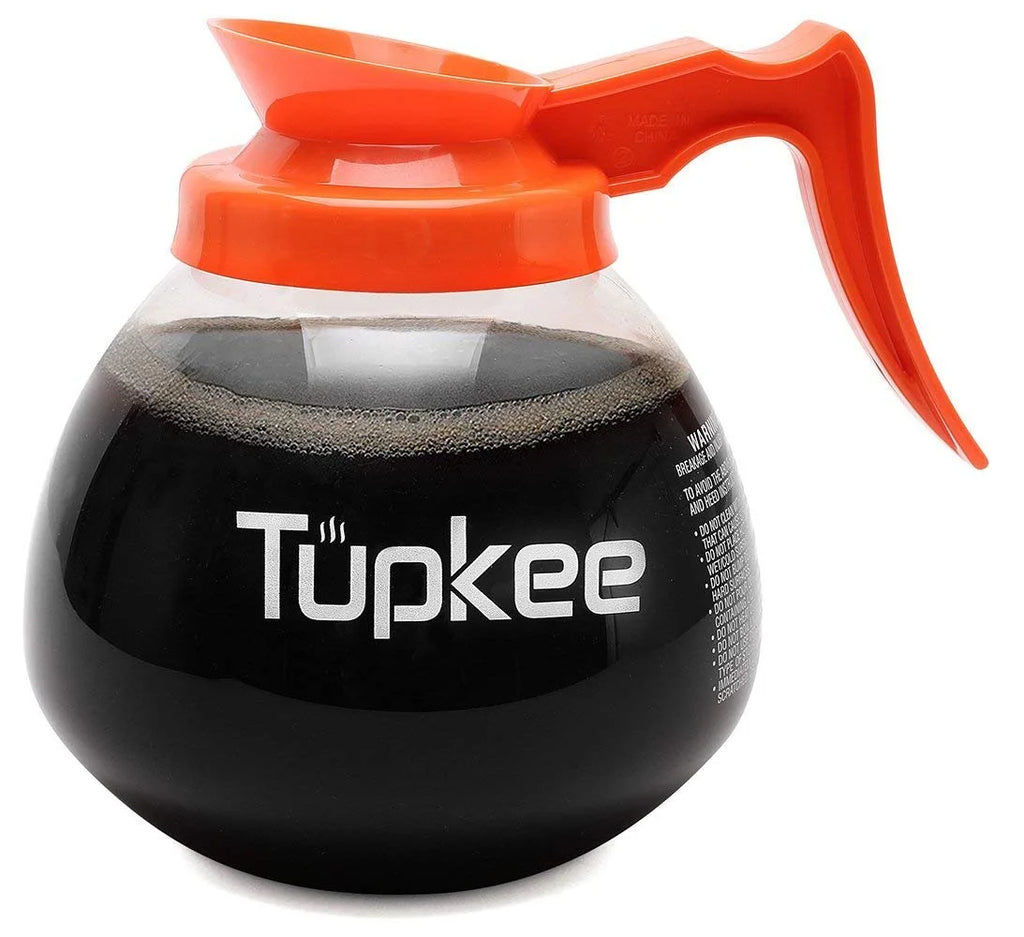 12 Cup 64 oz. Set of 3 Glass Coffee Pots with Black and Orange Handles F6020