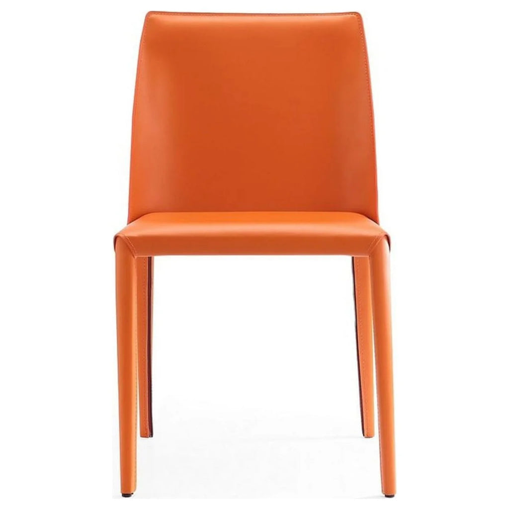 Coral Orange Leather Dining Chair (Set of 2) S7430