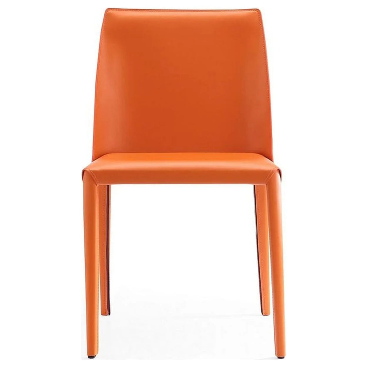 Coral Orange Leather Dining Chair (Set of 2) S7430