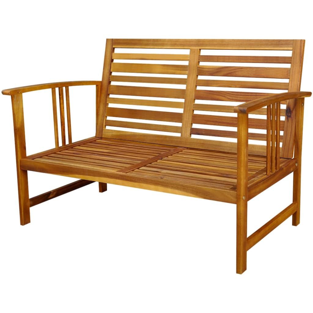 4 Piece Acacia Wood Outdoor Sectional Sofa Set with White Cushions I3068