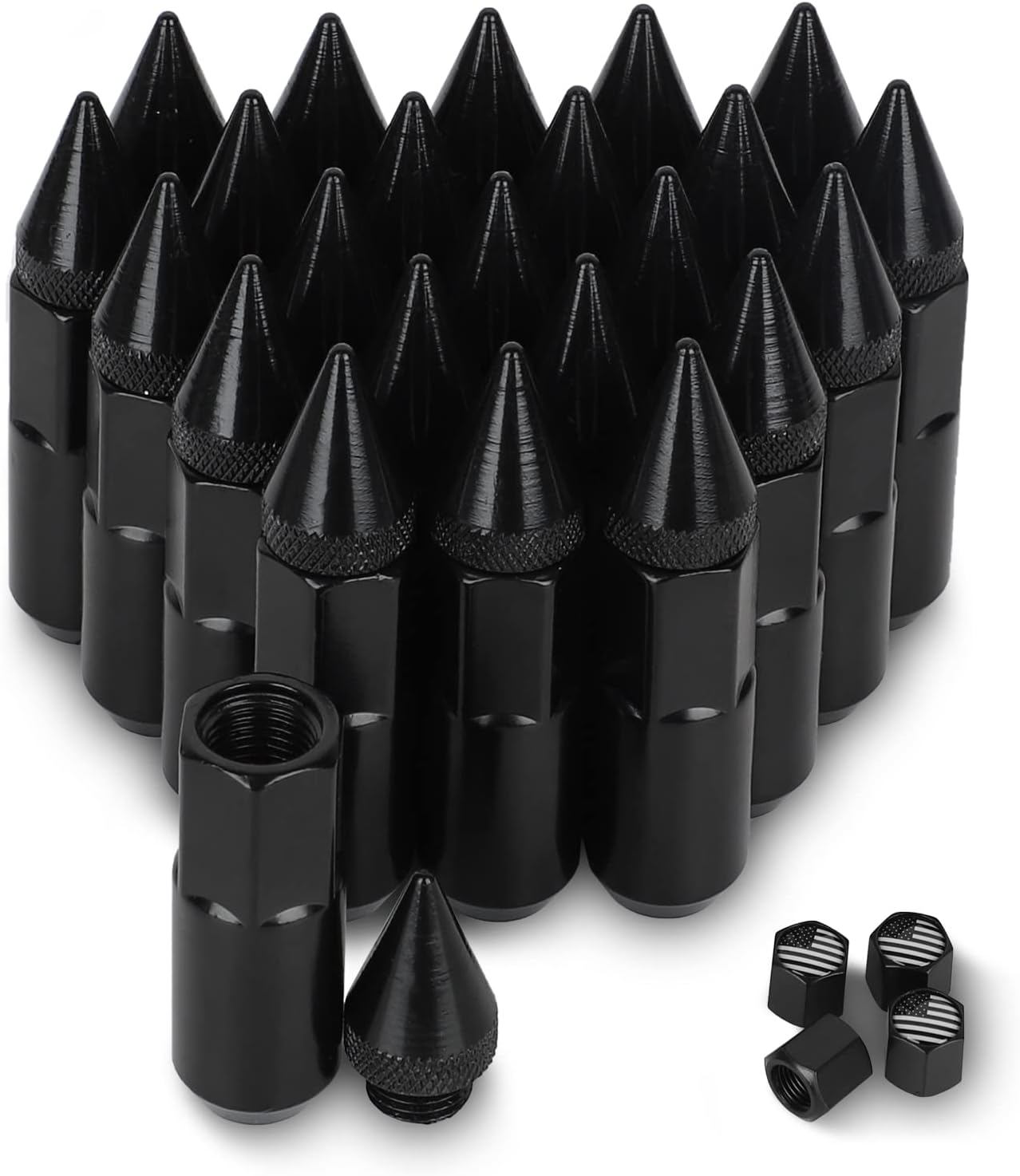 24 PCS Steel Spiked Lug Nuts (Neo Chrome) E3248