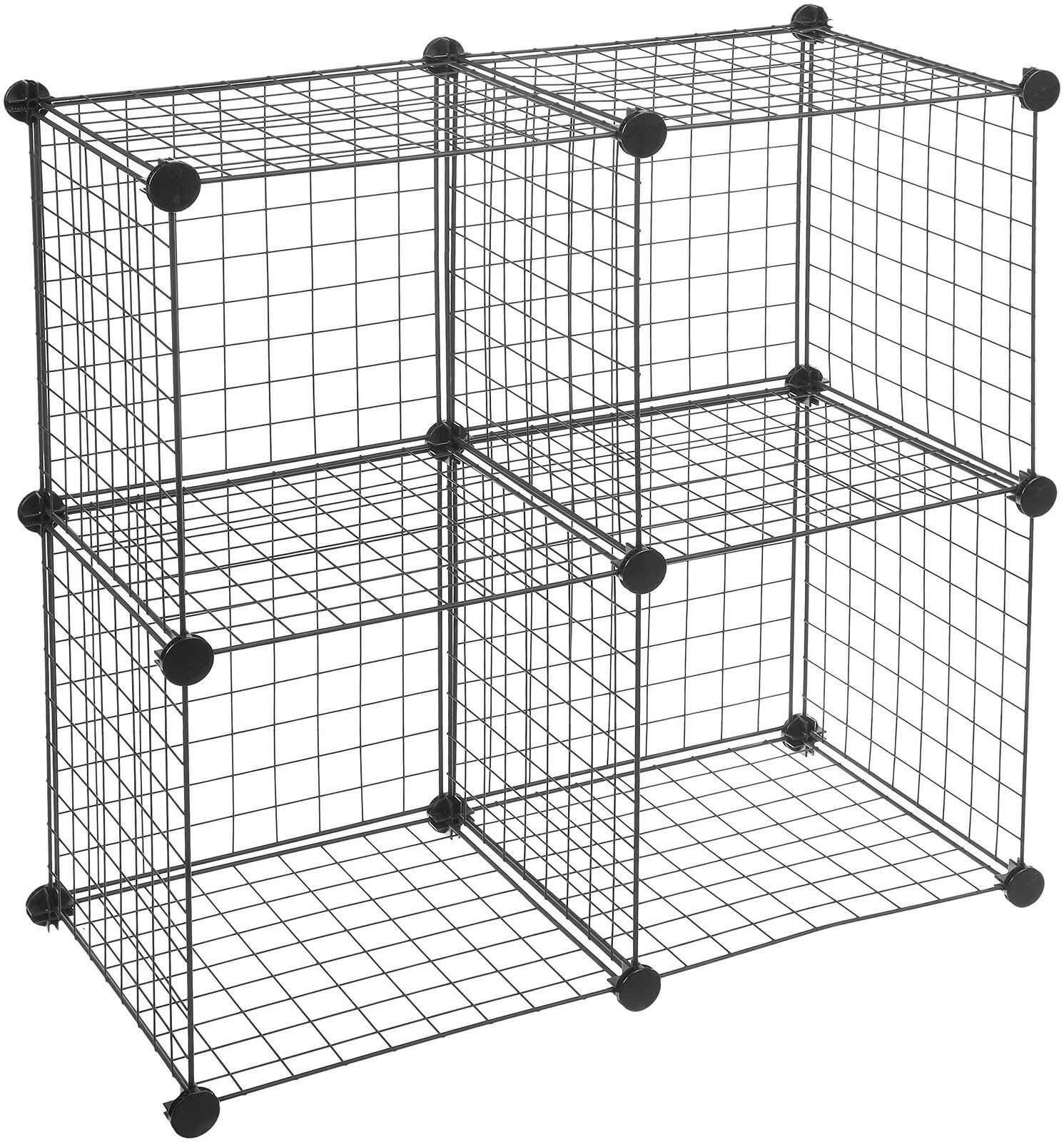 Black 4 Cube Wire Storage Shelves D132081