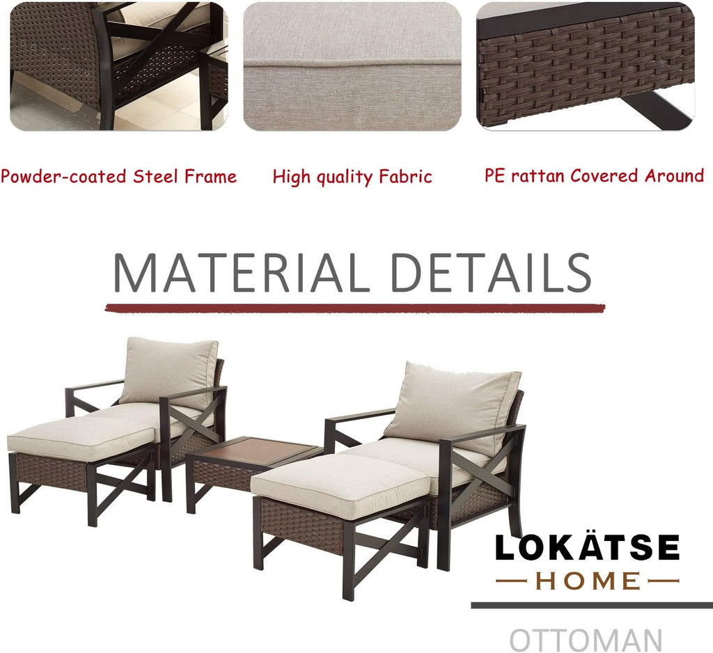 5 Piece Outdoor Wicker Conversation Sofa Set with Cushion and Coffee Table O953