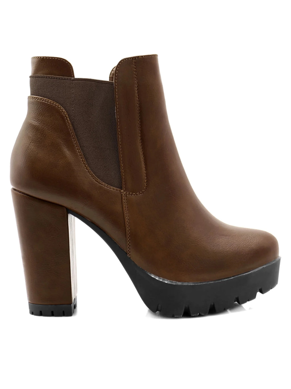 Chunky High Heel Platform Zipper Chelsea Boots T8444