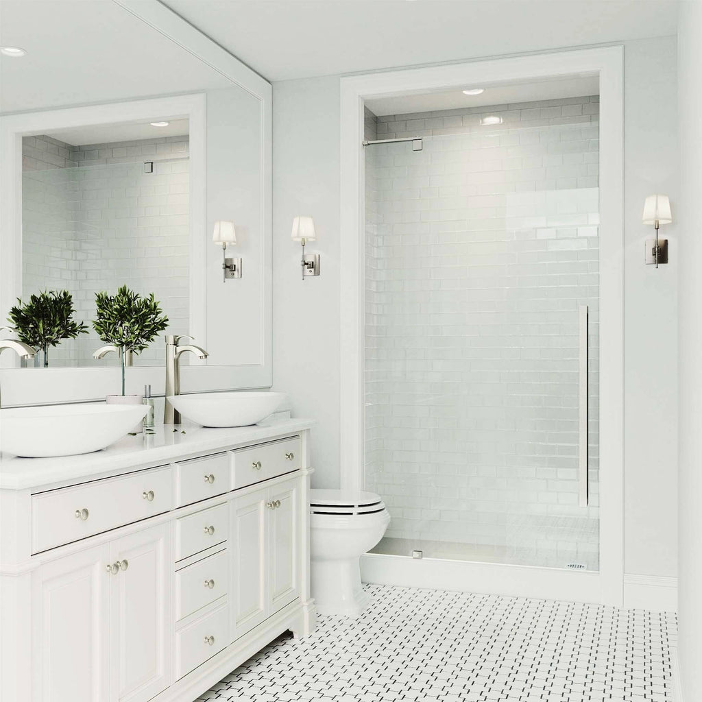 Adjustable Frameless Pivot Shower Door in Stainless Steel H62294