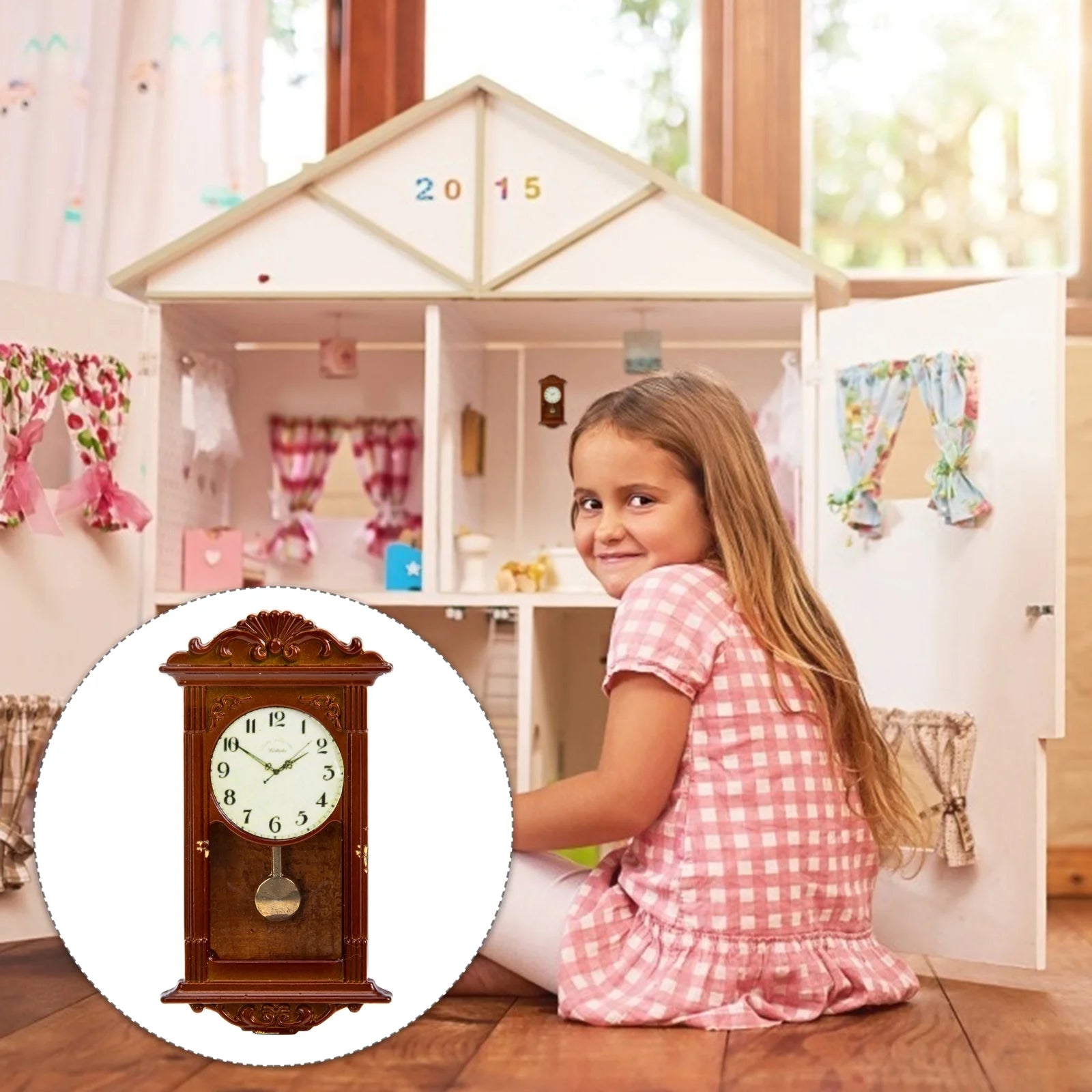 Metal Dollhouse Hanging Clock Toy J107