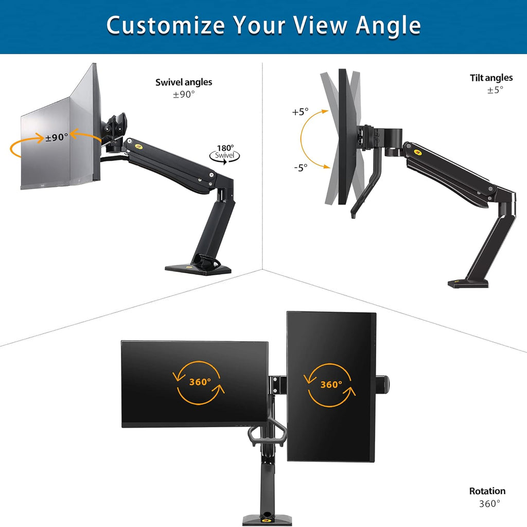 Dual Monitor Arm Desk Mount for 24-32 Two Screens, 4.4lbs-33lbs, Pack of 2 K5059