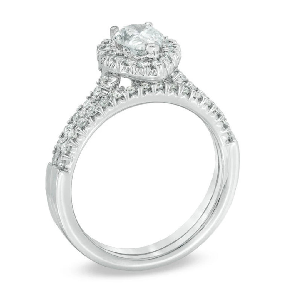 Pear-Shaped Diamond Bridal Engagement Ring in 14K White Gold H19024