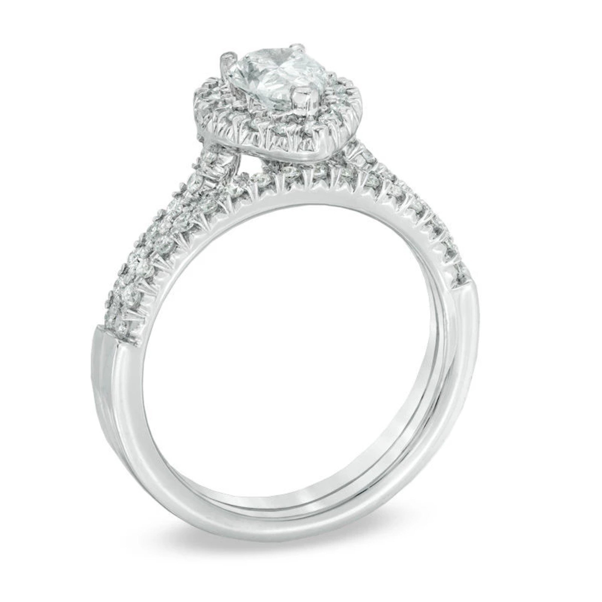 Pear-Shaped Diamond Bridal Engagement Ring in 14K White Gold H19024