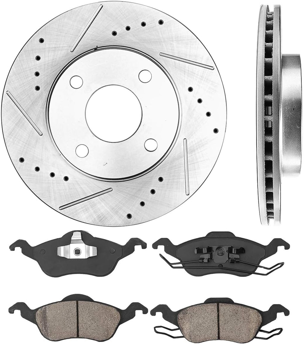 Drilled & Slotted Rotors + Ceramic Pads + Clips J4823