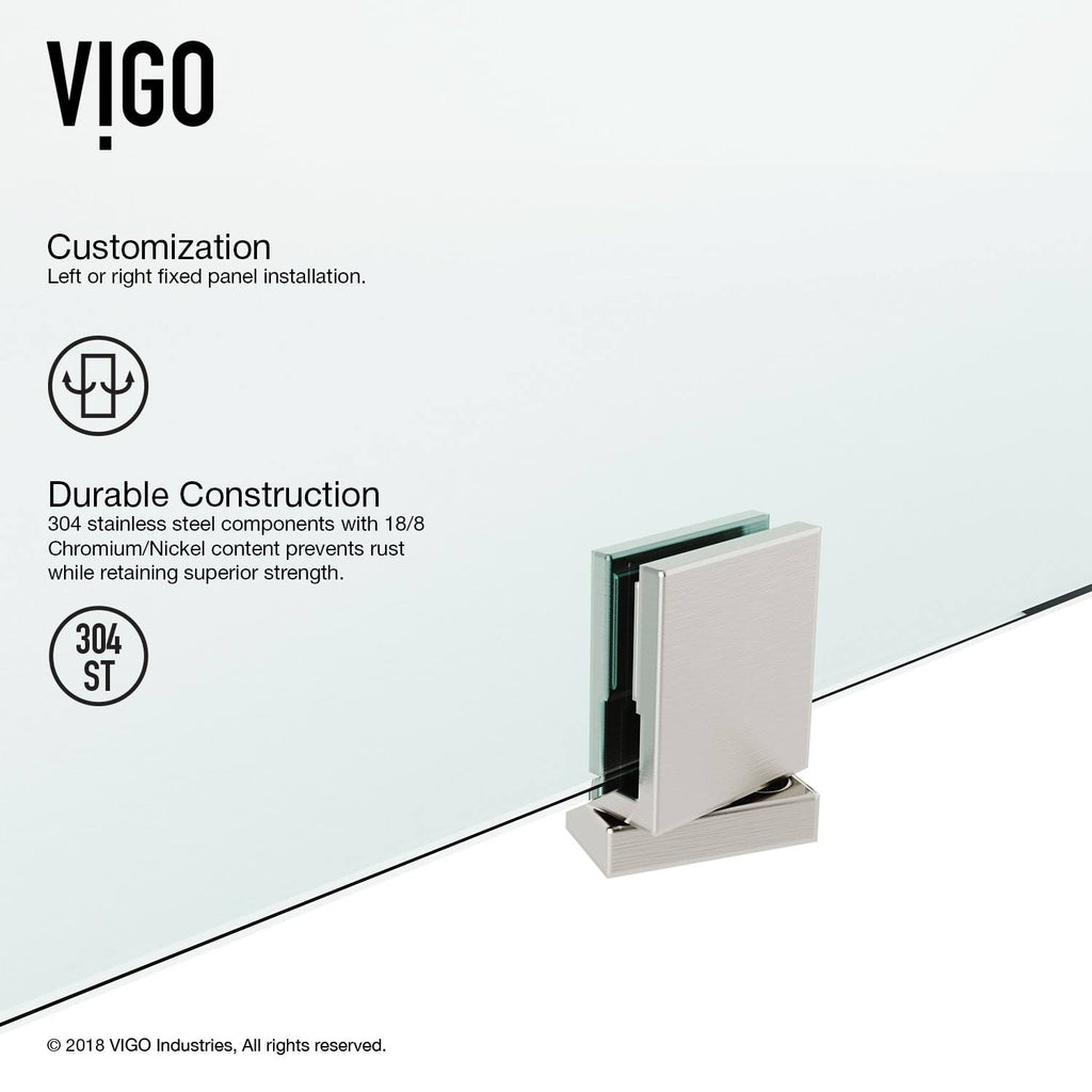 Adjustable Frameless Pivot Shower Door in Stainless Steel H62294