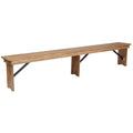 Black Solid Pine Folding Farm Bench with 3 Legs E879269