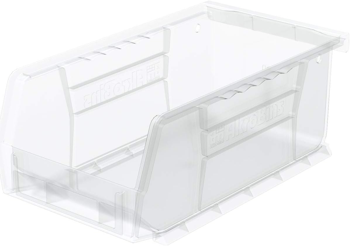 Plastic Storage Bin Hanging Stacking Containers, Black, 24-Pack E329891
