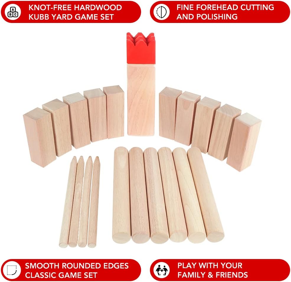 Kubb Yard Game Set Wooden with Carry Bag J530