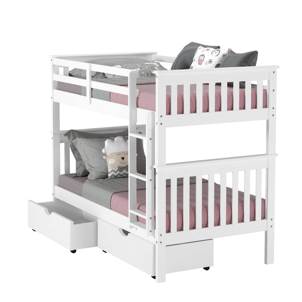 Twin over Twin Bunk Bed in White Q567771