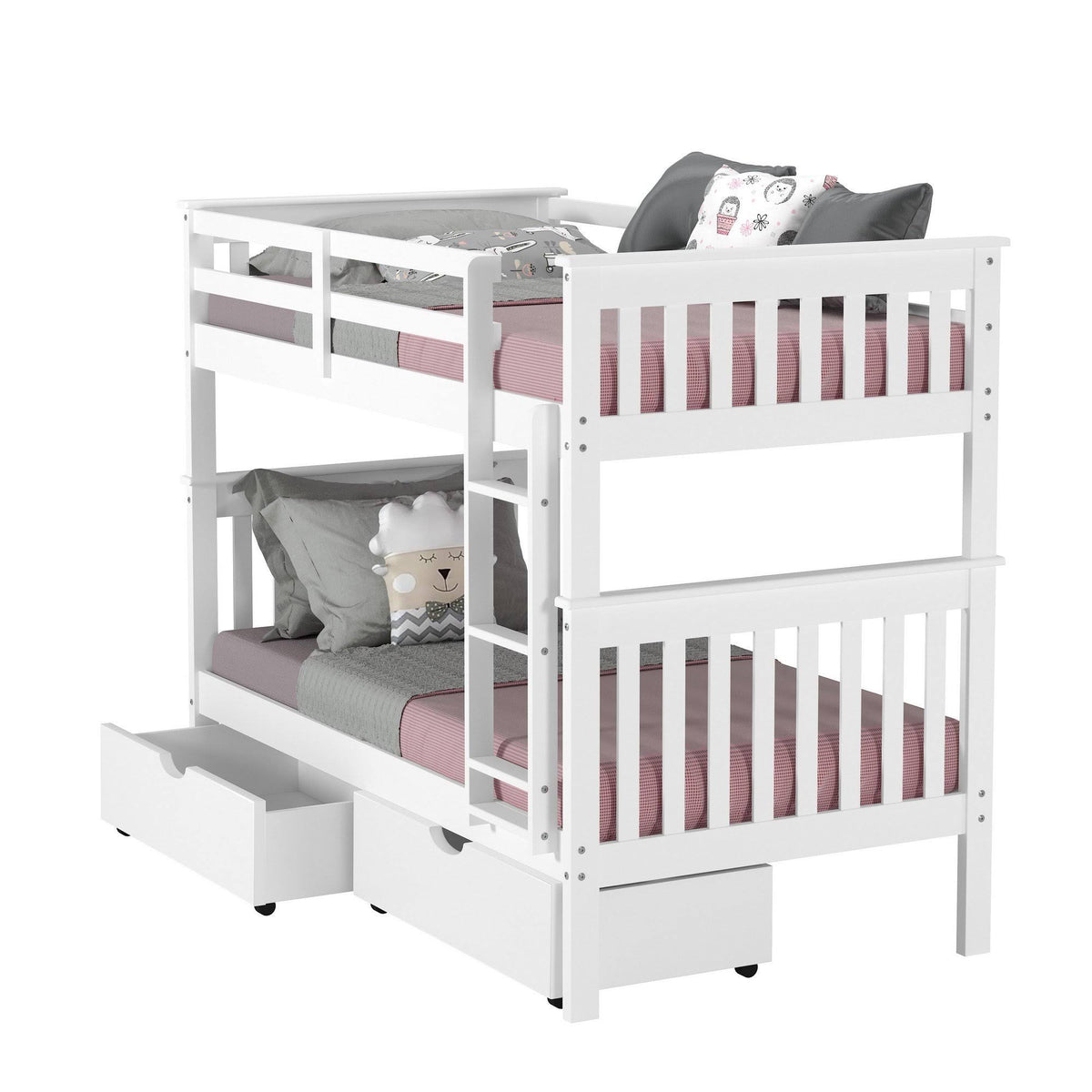 Twin over Twin Bunk Bed in White Q567771
