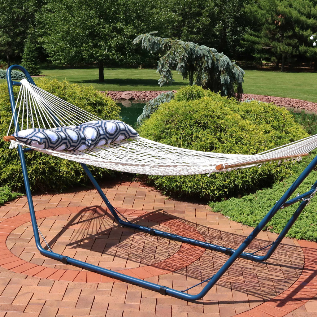 White Polyester Rope Hammock with Pillow B14216