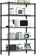 5-Shelf Heavy Duty Metal Wire Shelving Unit Black F5157