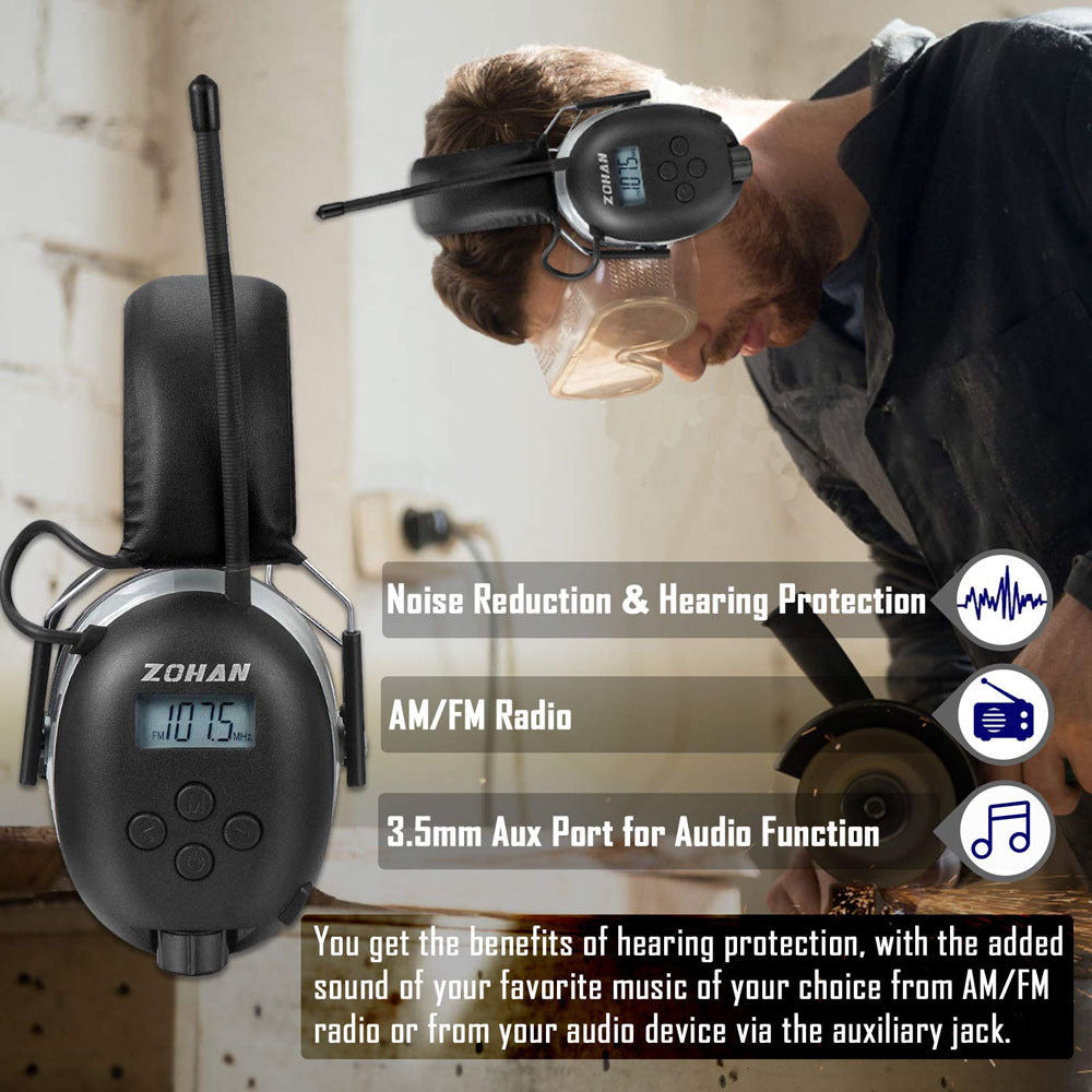 AM/FM Radio Headphone with Digital Display, Noise Reduction Earmuffs L834