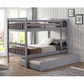 Twin Solid Wood Bunk Bed with Trundle Bed Gray B19353