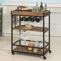 Brown Wood Metal Bar Serving Cart R60517