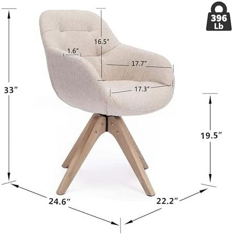 Mid Century Modern Swivel Fabric Accent Chair with Oak Wood Legs J91885