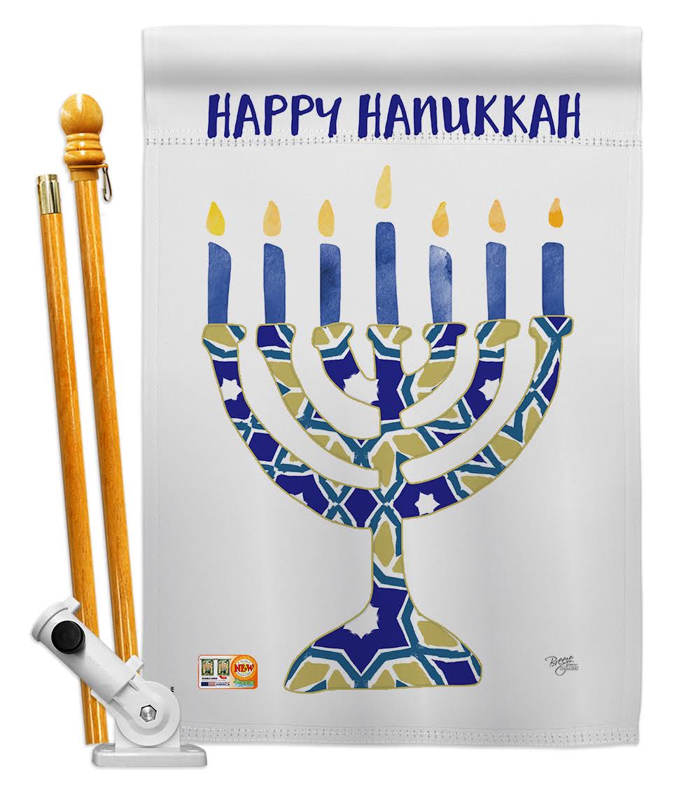 Hanukkah Menorah Winter Decorative Vertical Double Sided Door Hanger C63182