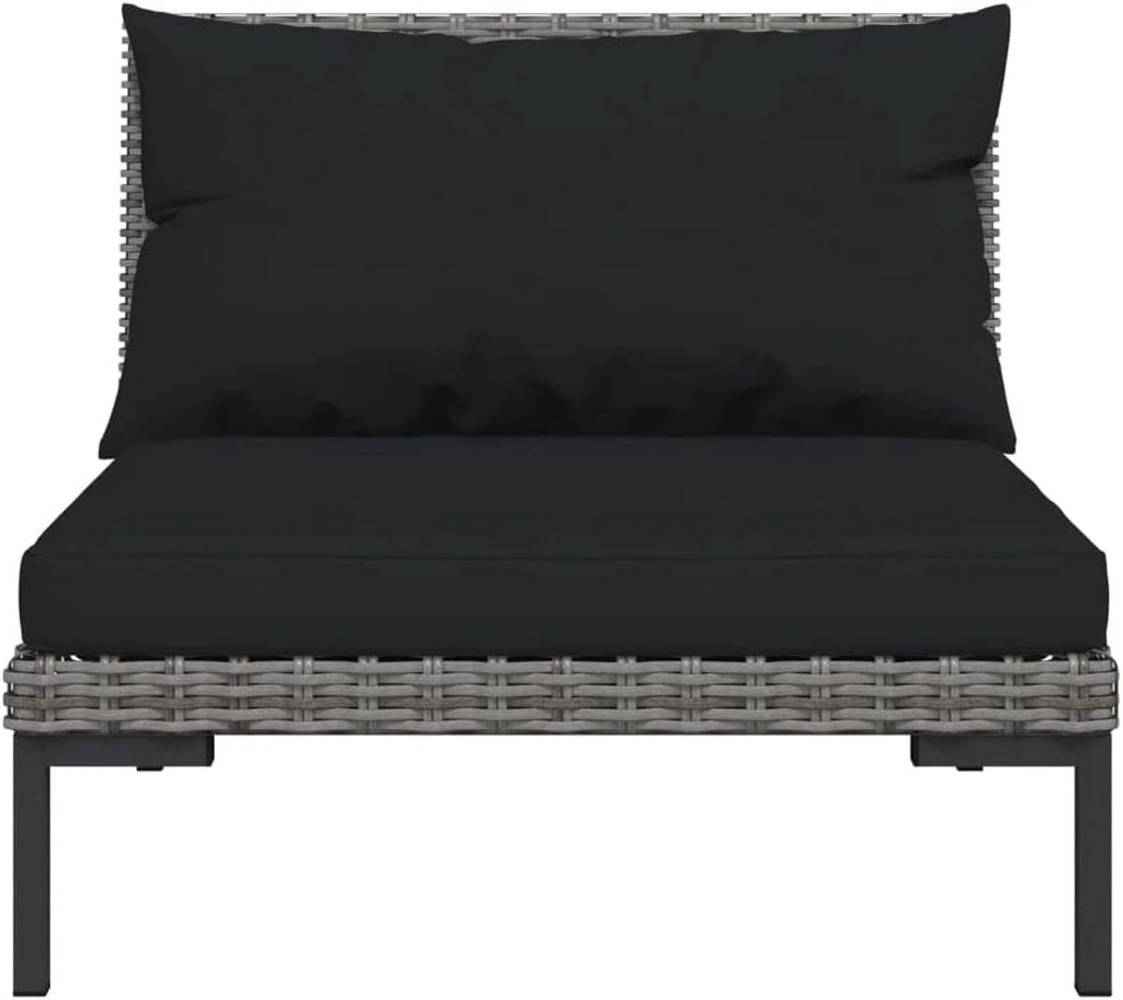 12 Piece Poly Rattan Patio Lounge Set with Cushions Dark Gray Q1709