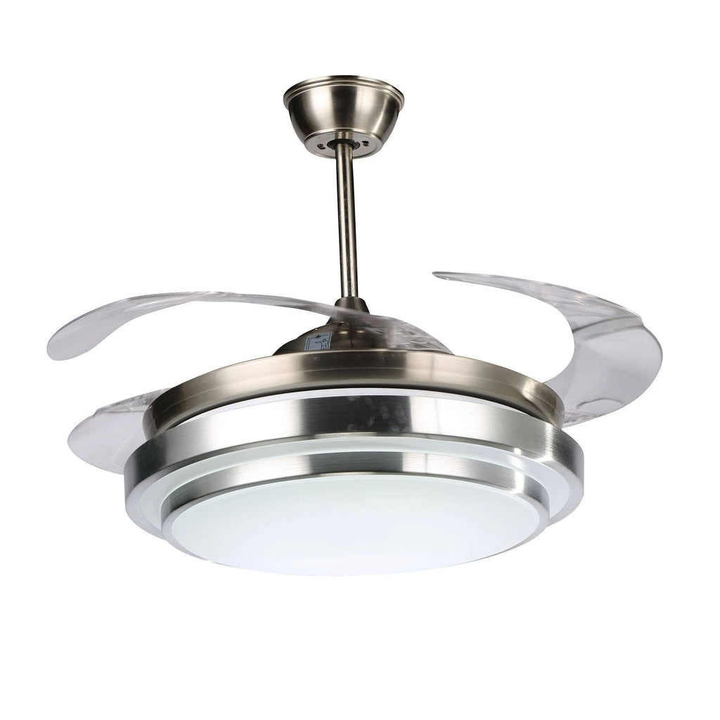 Retractable Metal LED Ceiling Fan with Remote - 42 Inches White R166624