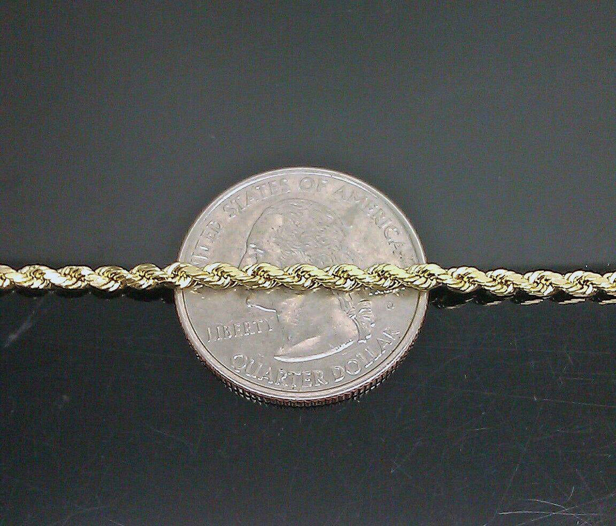 10K Yellow Gold Rope Chain Necklace 20" Inch 2.5mm V691