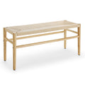Indoor Entryway Bench with Paper Cord Ottoman, Rubber Wood Legs U4141