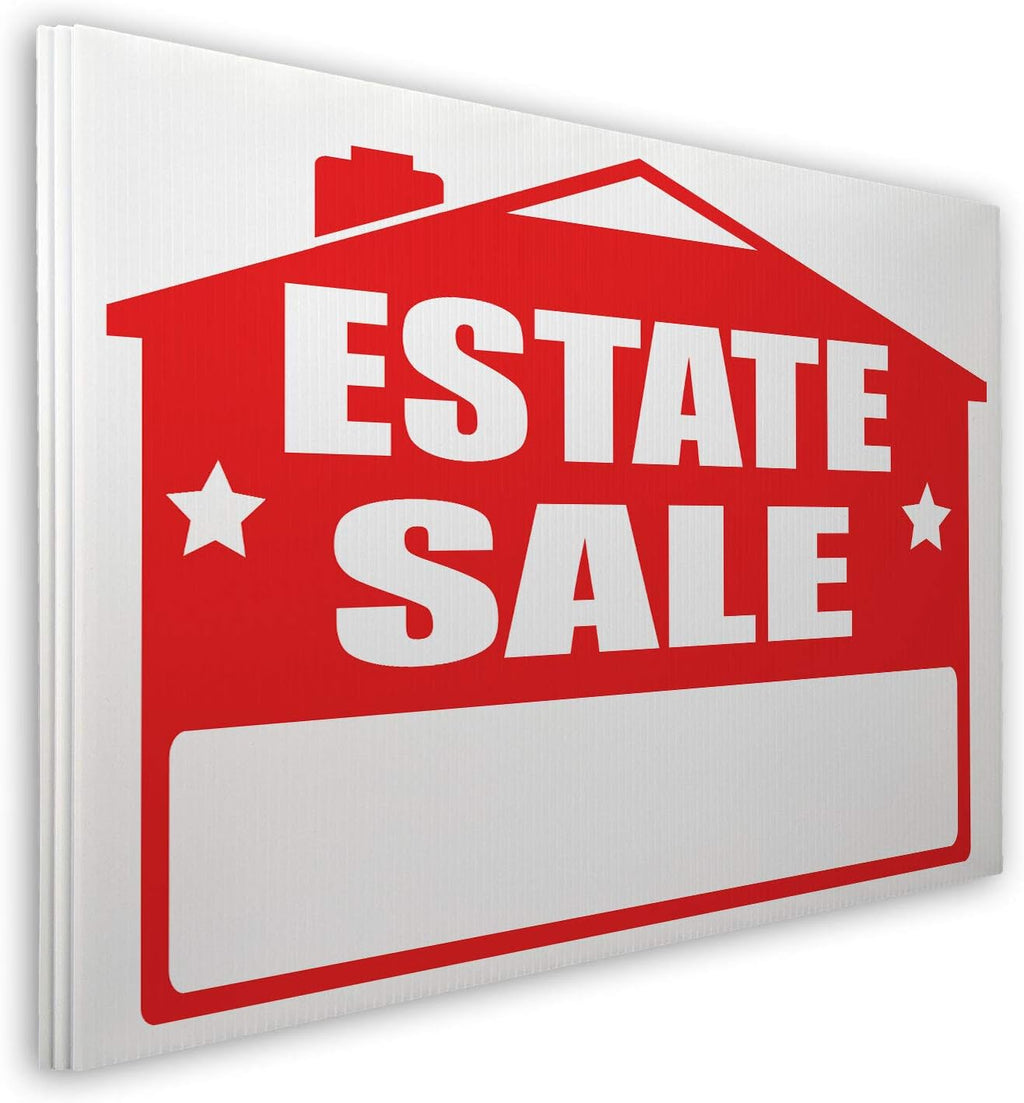 Estate Sale Yard Sign Kit, 10 Signs, Double-Sided, with Metal H-Stakes and Blue Arrow Stickers M8766
