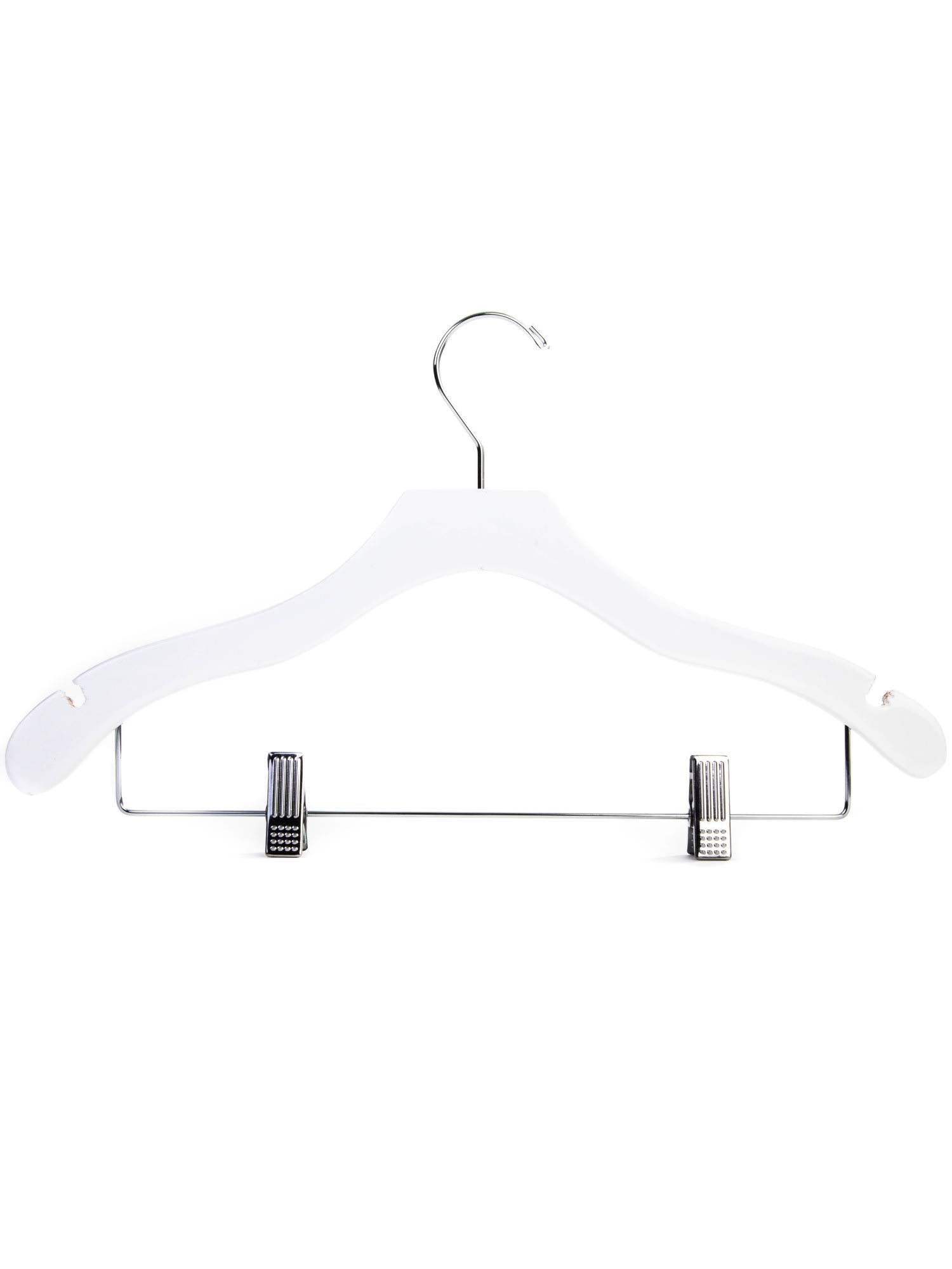 White Notched Wavy Combo Hanger with Clips (Case of 50) L839440