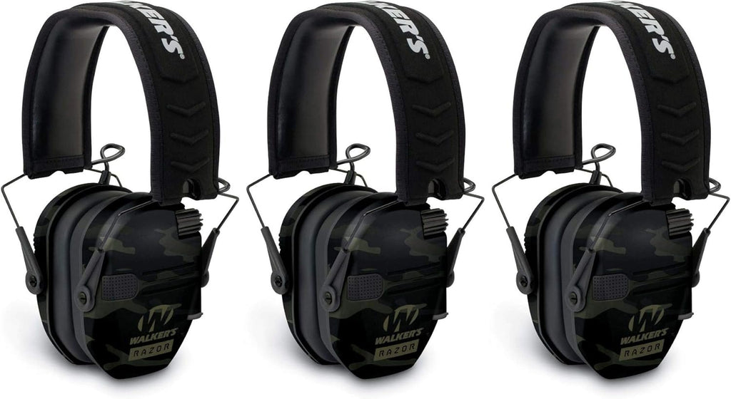Razor Slim Electronic Shooting Muffs 3-Pack, Camo Black U395