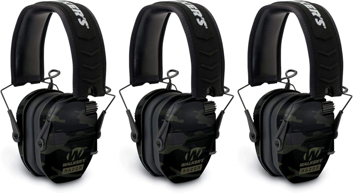 Razor Slim Electronic Shooting Muffs 3-Pack, Camo Black U395