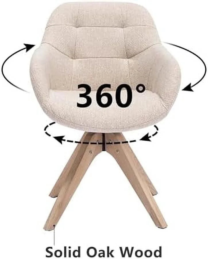 Mid Century Modern Swivel Fabric Accent Chair with Oak Wood Legs J91885