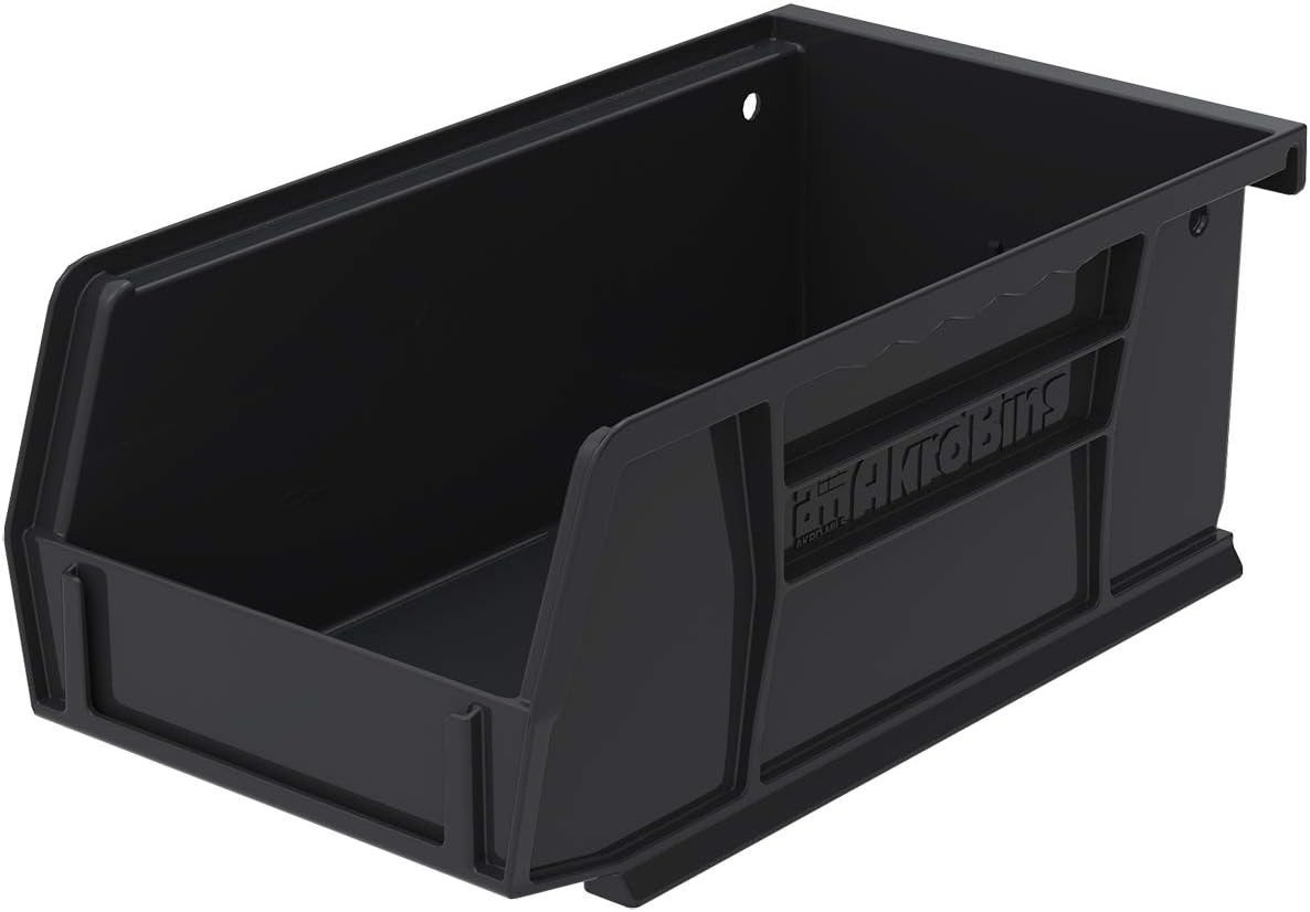 Plastic Storage Bin Hanging Stacking Containers, Black, 24-Pack E329891