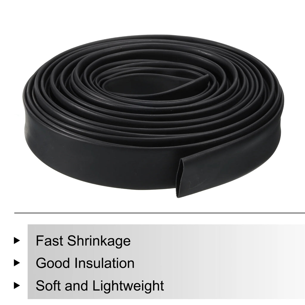18mm Dia 33ft 4:1 Dual Wall Adhesive Lined Black Heat Shrink Tubing N33354