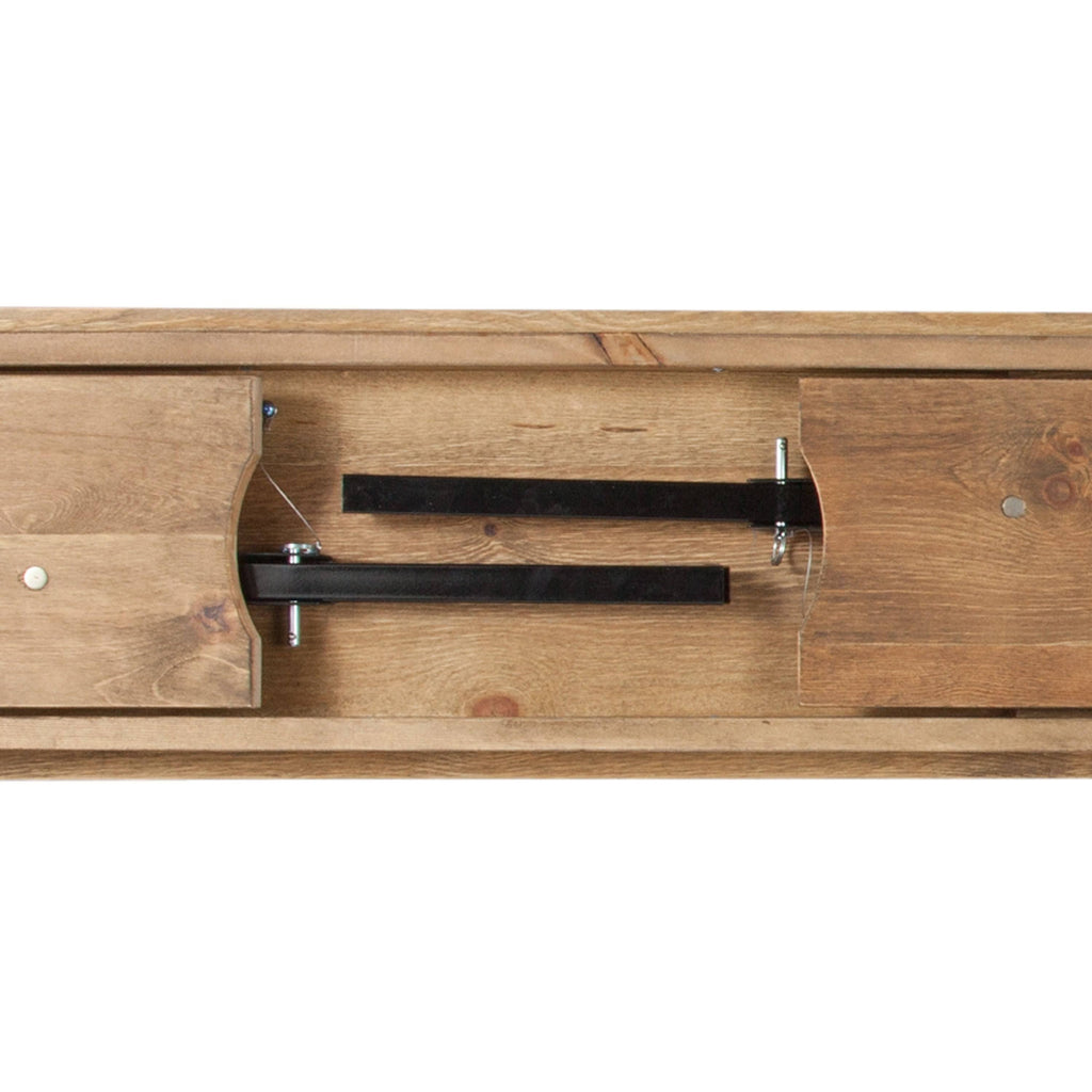 Black Solid Pine Folding Farm Bench with 3 Legs E879269